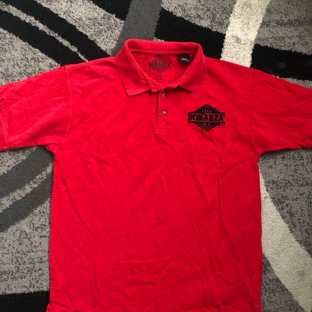 Bonanza Men's Red Polo Shirt with Embroidered Logo